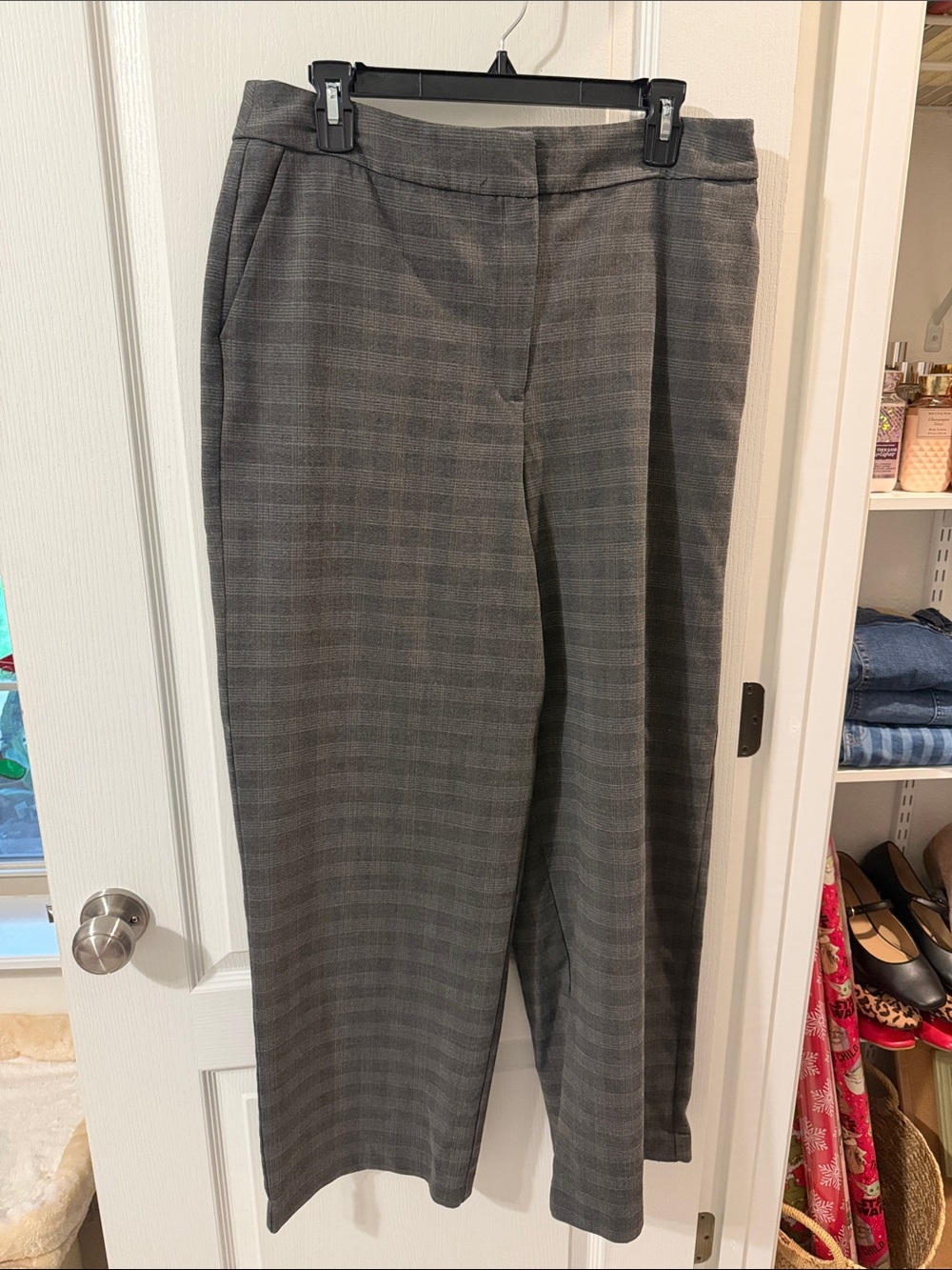 Cynthia Rowley Gray Plaid Wide-Leg Trousers